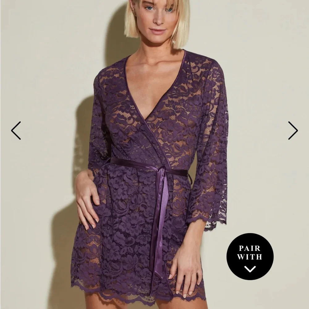 NWT Cosabella Lingerie Magnolia Robe in Purple Lace - Picture 1 of 7